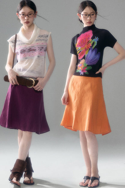 Tencel Linen A-Line Fishtail Skirt