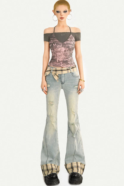 Y2K Color-Block Halter Top