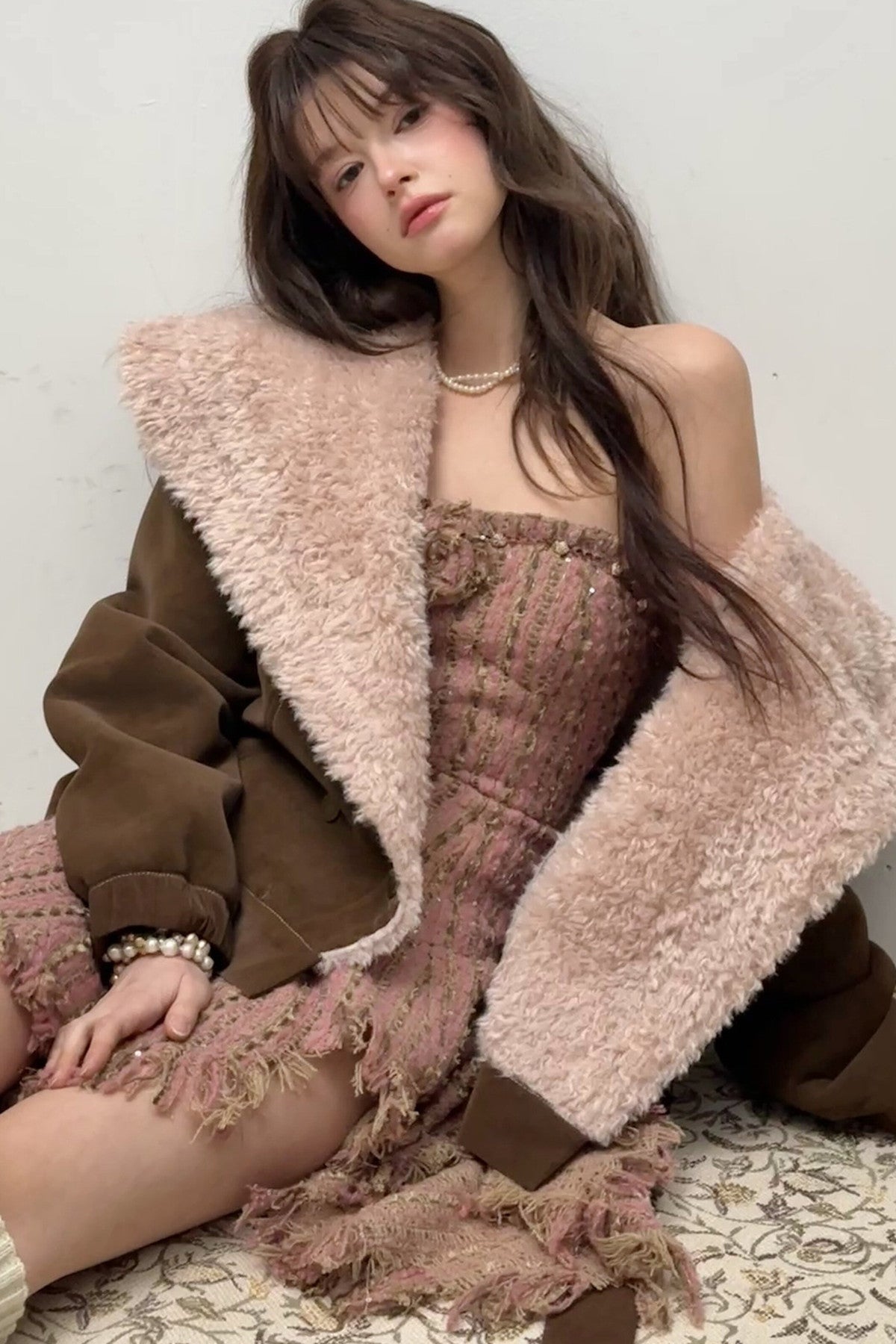 Suede Pink Fur Collar Jacket