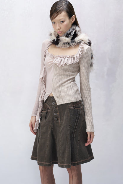 Ruffle Ribbon Knit Top