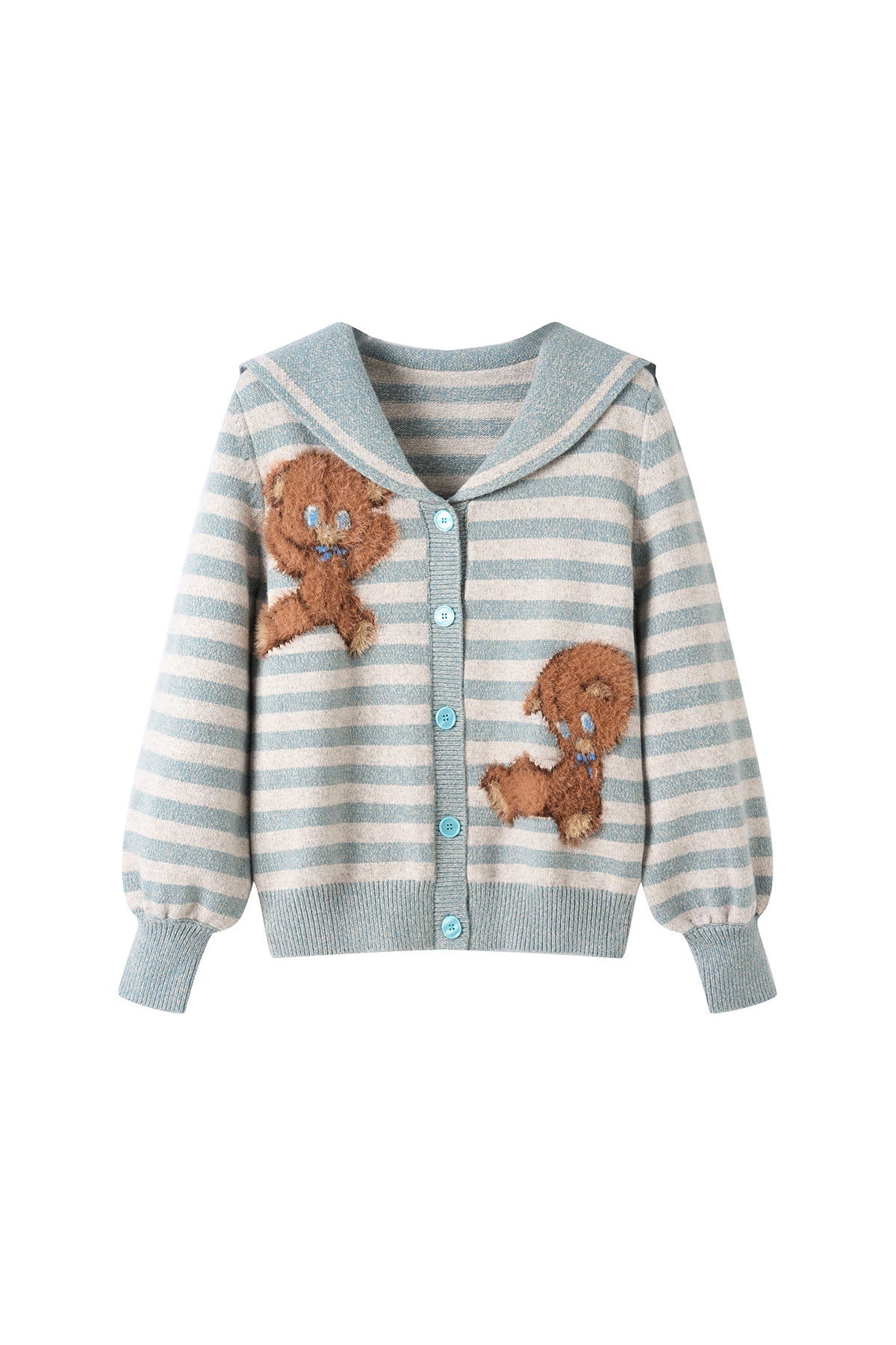 Bear Sailor Collar Chunky Knit Sweater