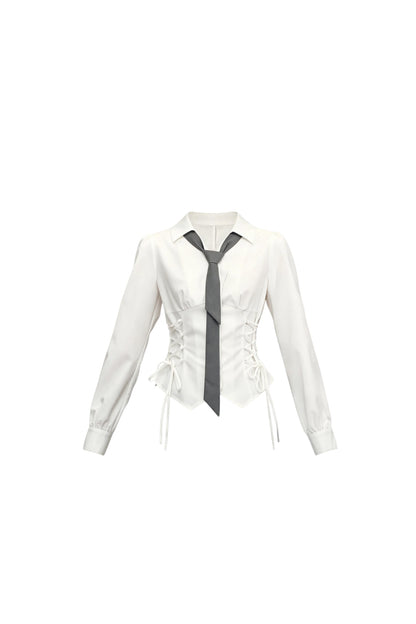 Ensemble blouse à nœud coulissant et jupe