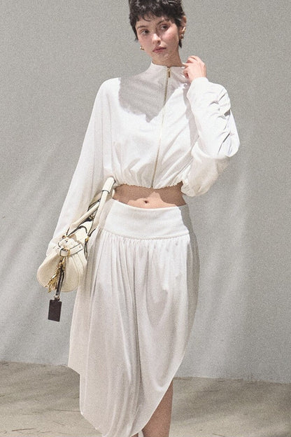 Cooling Batwing Sleeve Blouse and Skirt Set