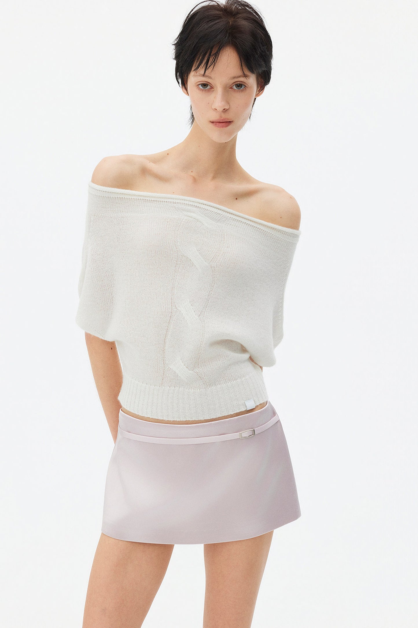 Satin Metallic Lace-Up Skirt