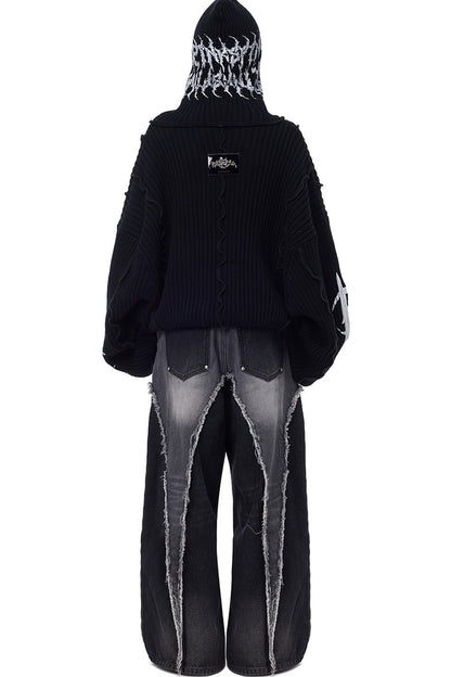 Y2K Patchwork Hooded Knit Hoodie