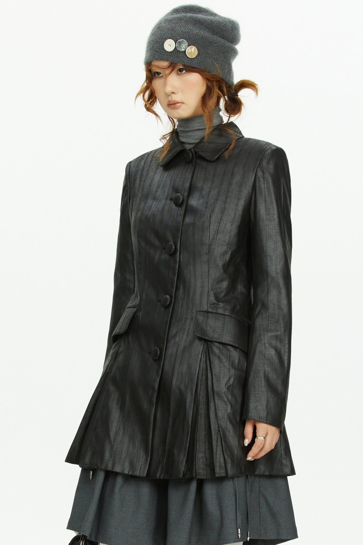 A-Line Long Leather Coat