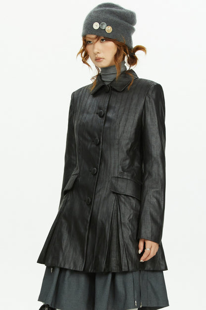 A-Line Long Leather Coat