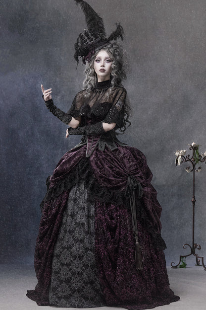 Gothic Dark Purple Bustle Skirt Set-Up