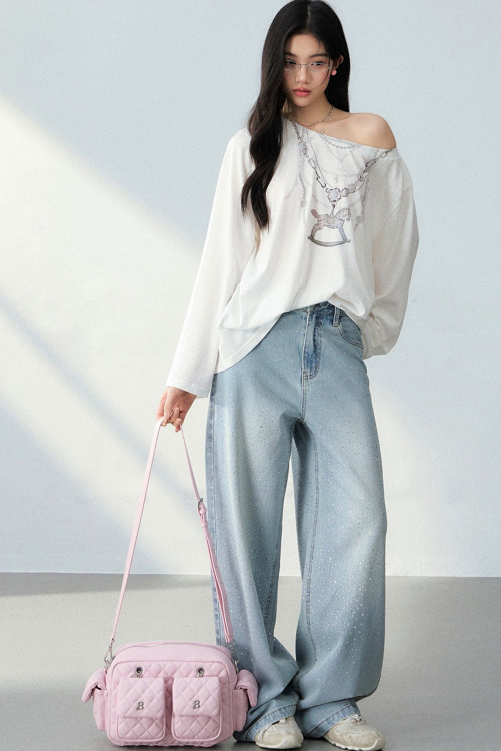 Pony Necklace Off-Shoulder Top Set-Up