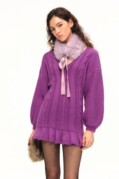 Cable Knit Batwing Vine Dress