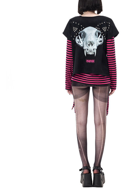 Reversible Cat Skeleton Rivet Blouse