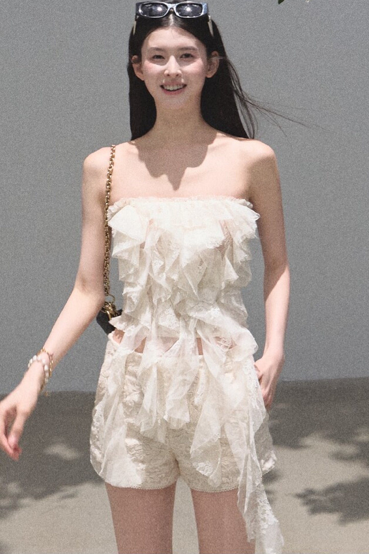 Ruffle Lace Tube Top