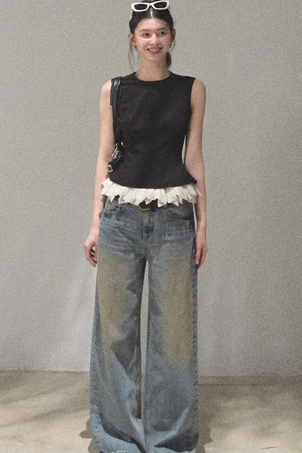 Vintage Hand-Painted Wide Leg Jeans Set