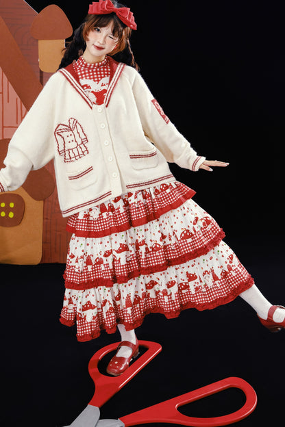 Scissors Pattern Sailor Collar Knit Cardigan