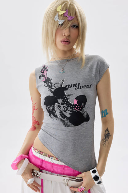 Asymmetrical Rhinestone T-Shirt