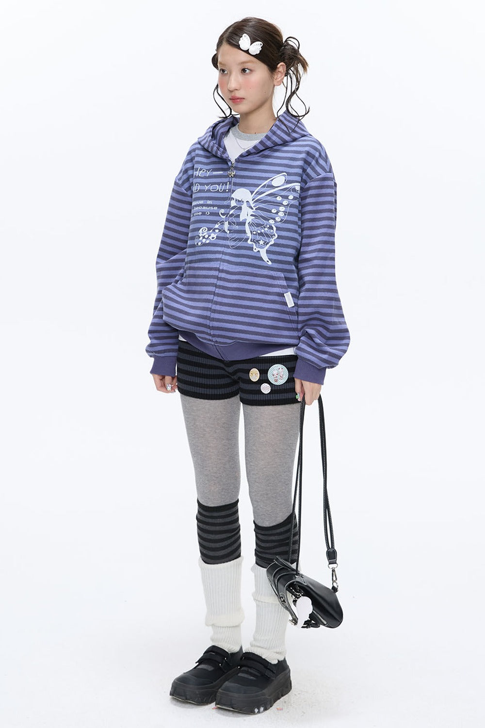 Butterfly Striped Zip Hoodie