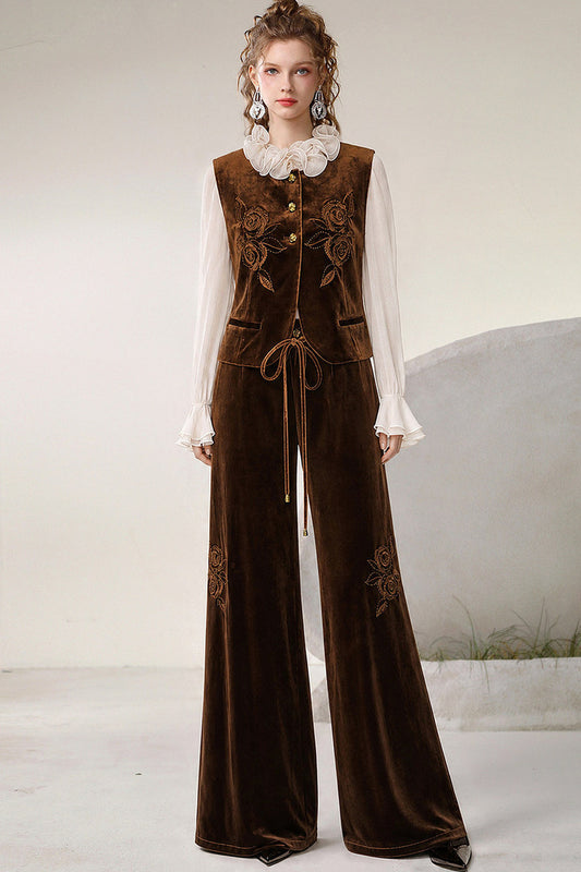 New Chinese Style Top and Wide-Leg Pants Set-Up