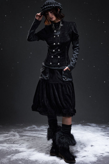 Light Corduroy Palace-Style A-Line Skirt