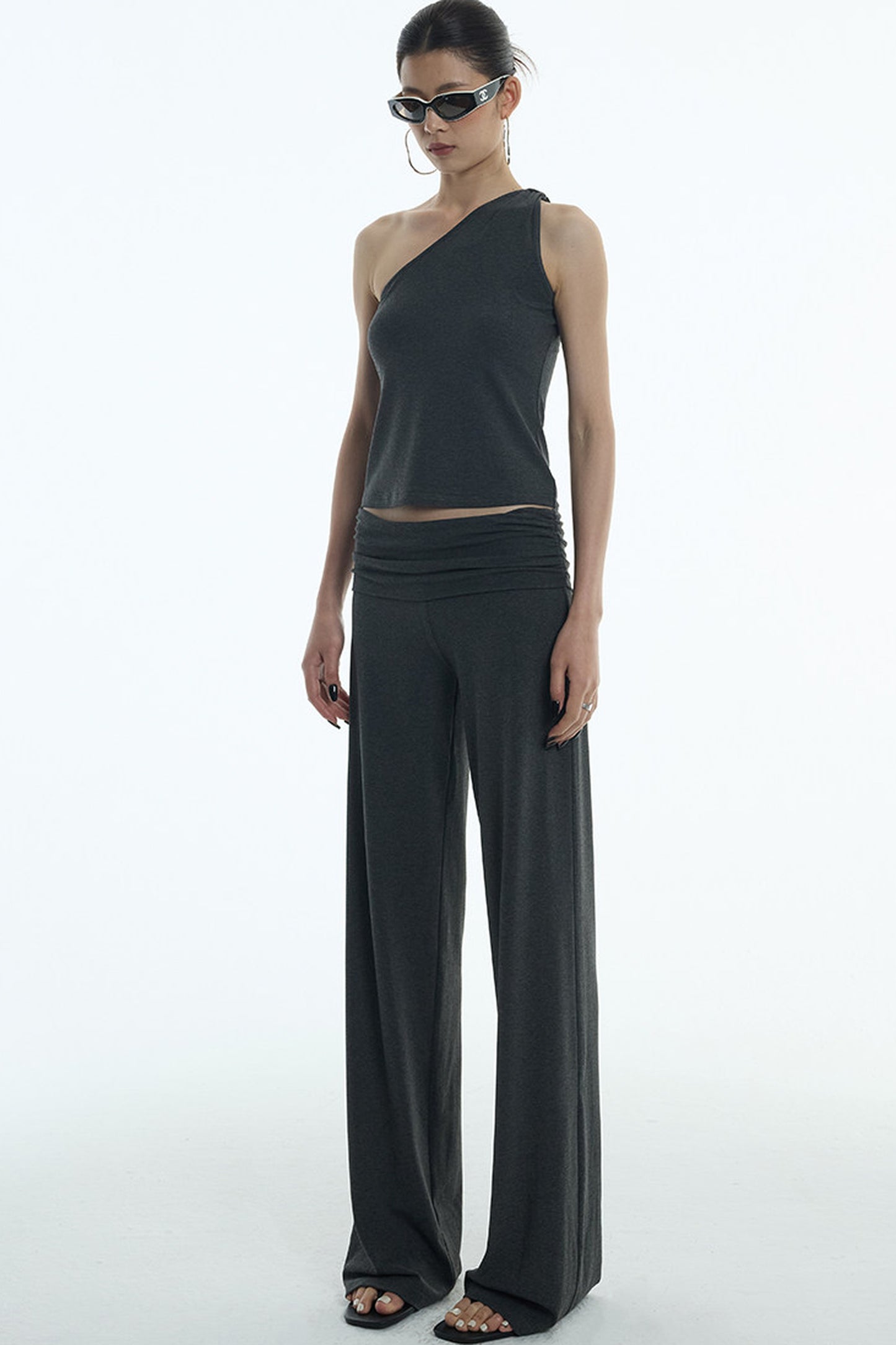 Lyocell One-Shoulder Top And Pants Set-Up