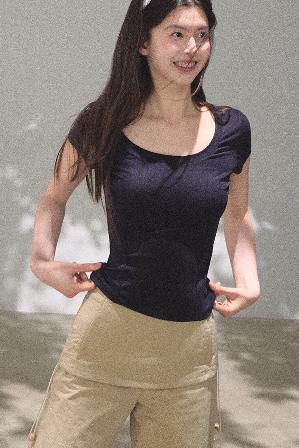 Lyocell V-Neck Short Sleeve Top