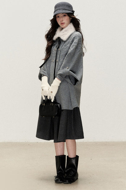 Double-Breasted Cape Design Cardigan