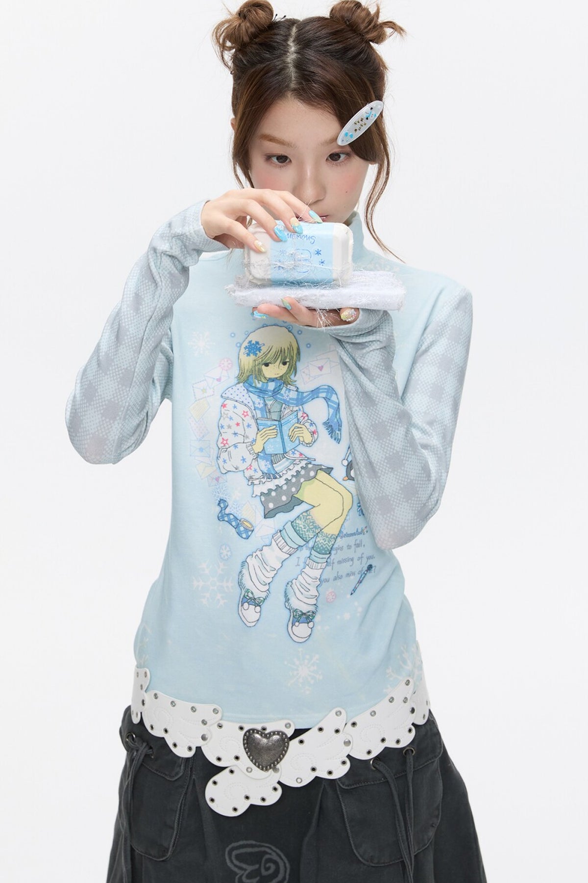 Octopus Grass Half-Turtleneck Top