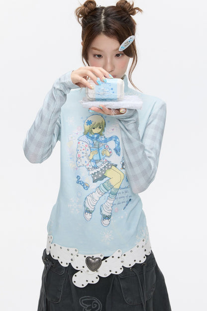 Octopus Grass Half-Turtleneck Top
