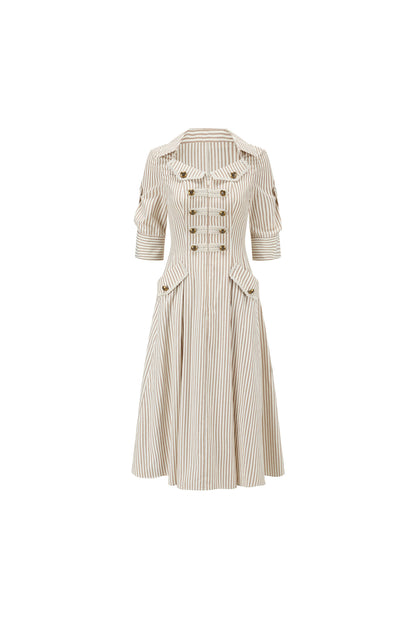 Long Striped Nautical Shirt Dress Set-Up