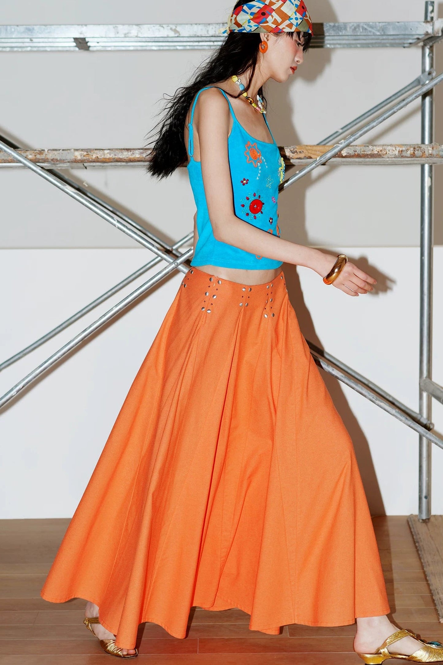 Rhinestone A-Line Skirt