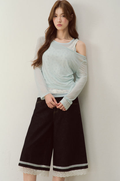 Cooling Layered-Look Long-Sleeve Blouse Set