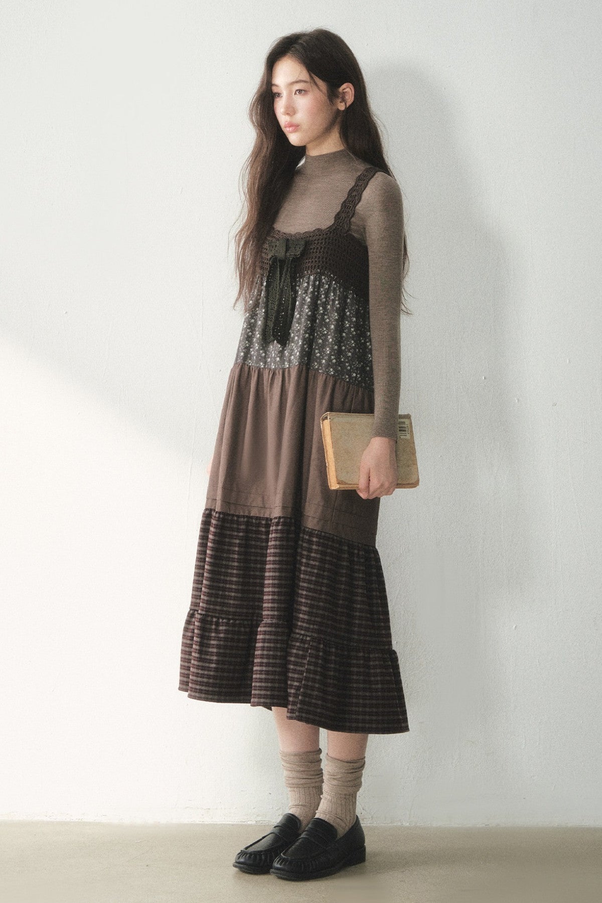 Plaid Floral Patchwork Dress