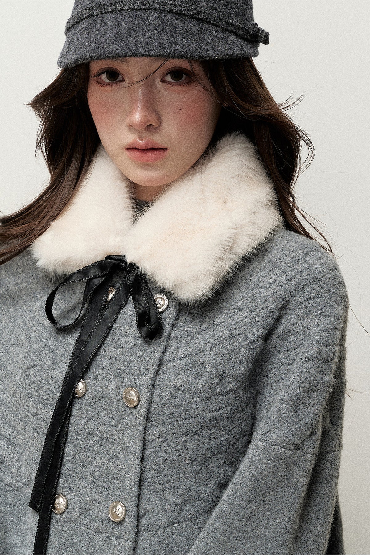Retro Girl Bow Eco-Friendly Fur Collar