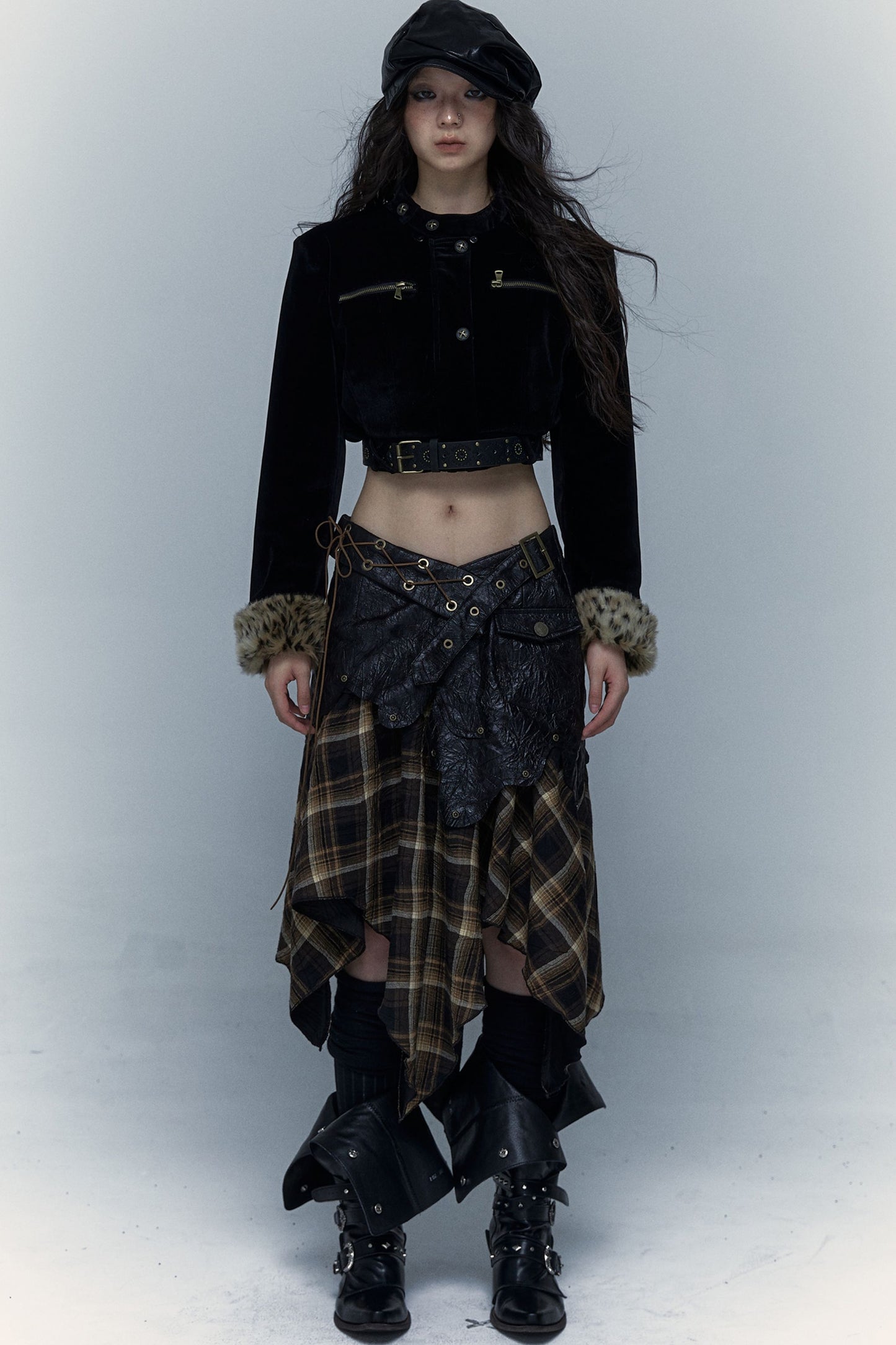 Dark Punk Patchwork Skirt