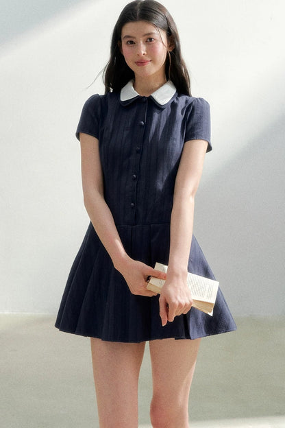 Retro Navy Shirt Dress
