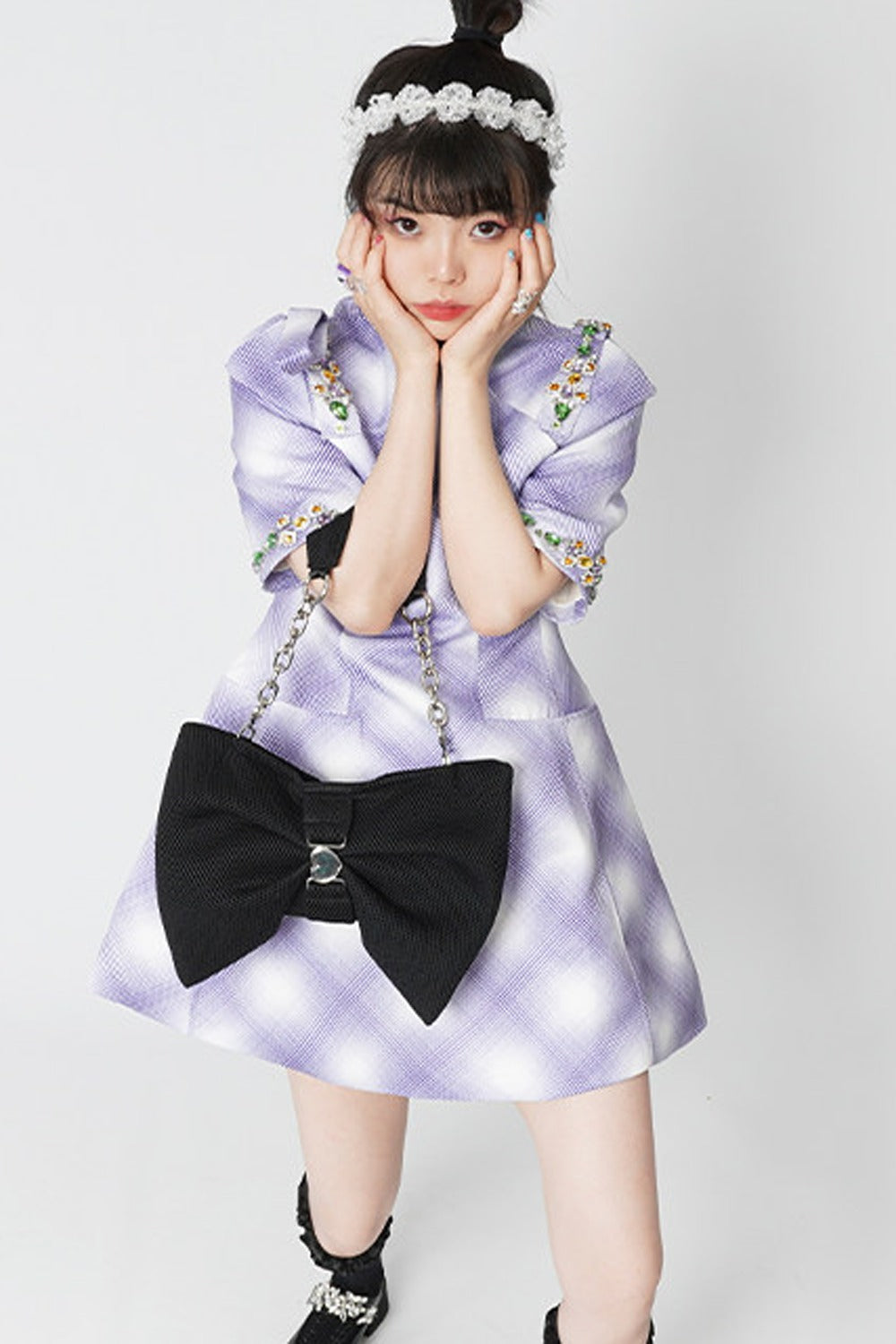 Bowknot Pleated Shoulder Bag