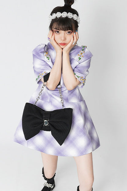Bowknot Pleated Shoulder Bag