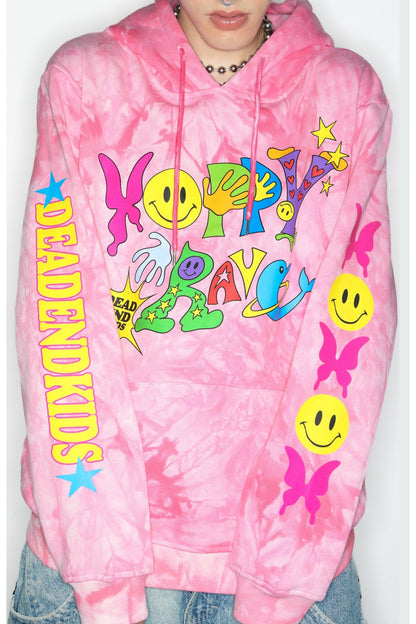 Pink Tie-Dye Smiley Face Hooded Sweatshirt
