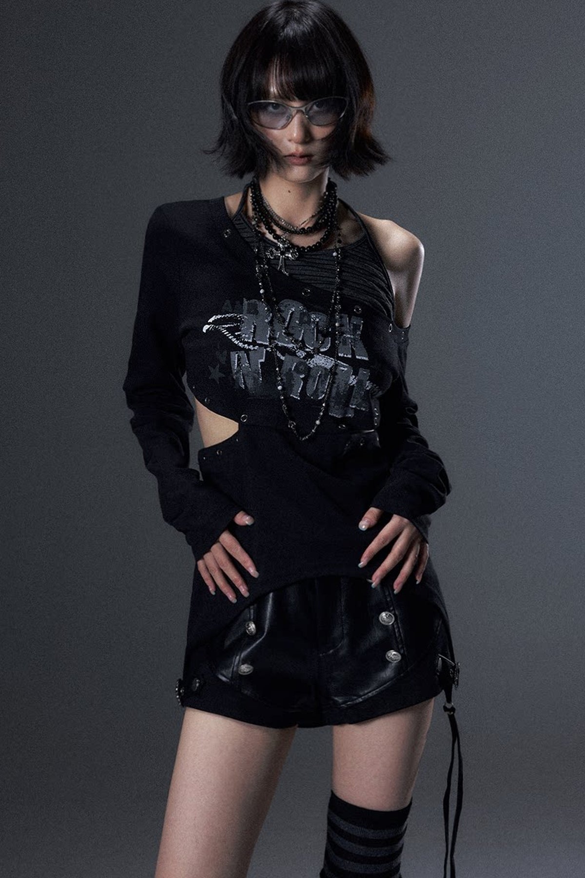 Cut-Out Asymmetrical Rock T-Shirt
