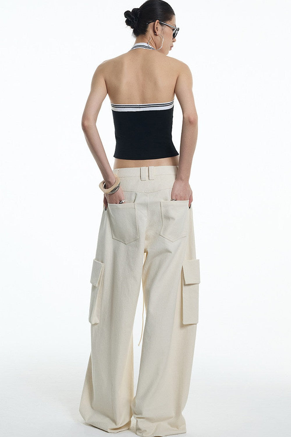 Oatmeal Curved Blade Cargo Pants