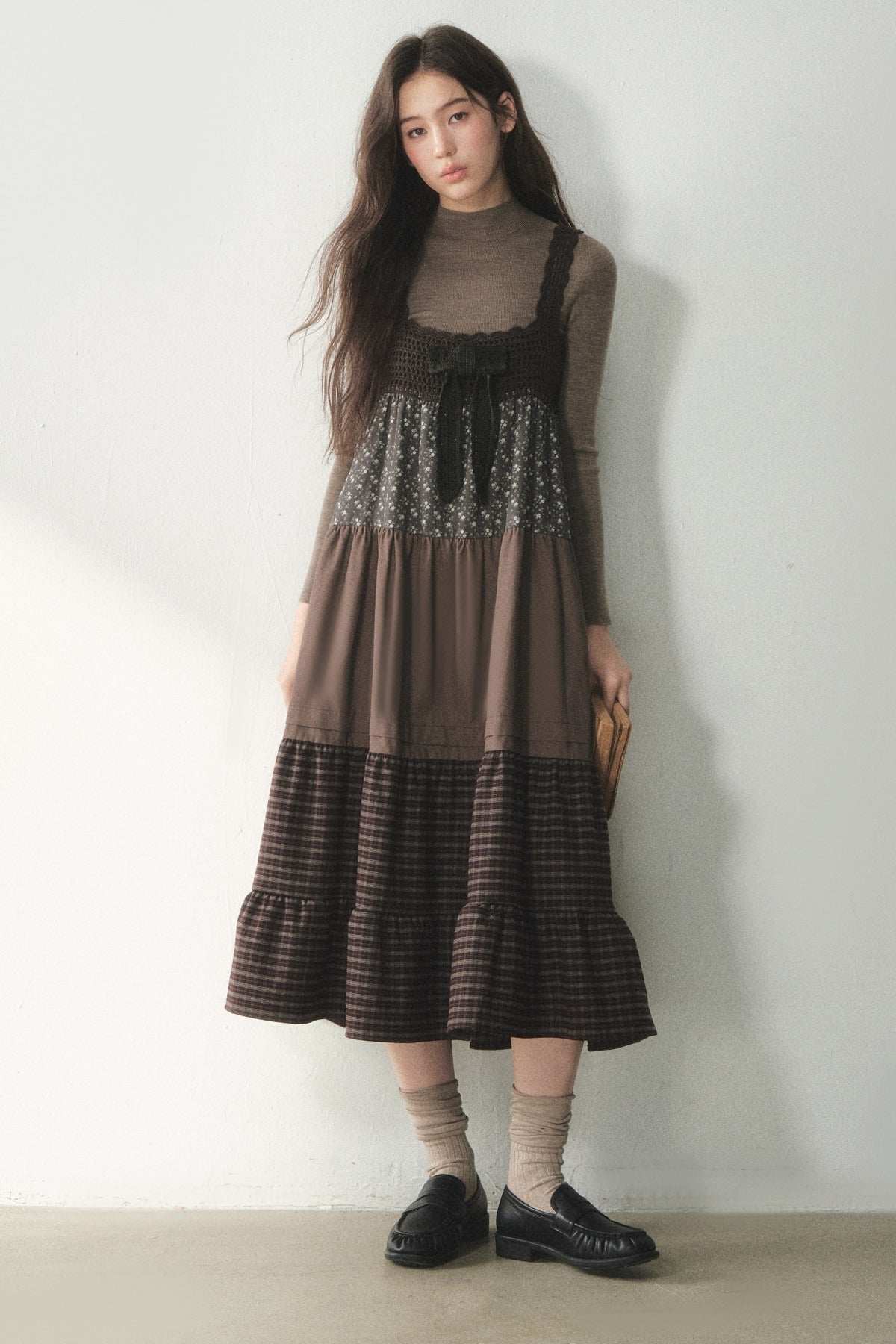 Plaid Floral Patchwork Dress