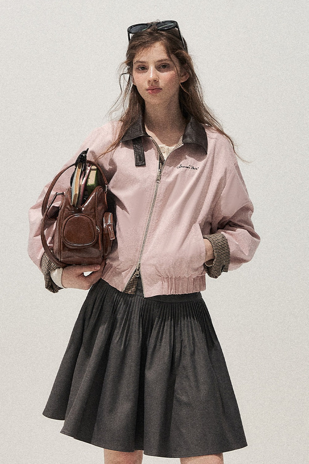 Giacca rosa reversibile pied-de-poule