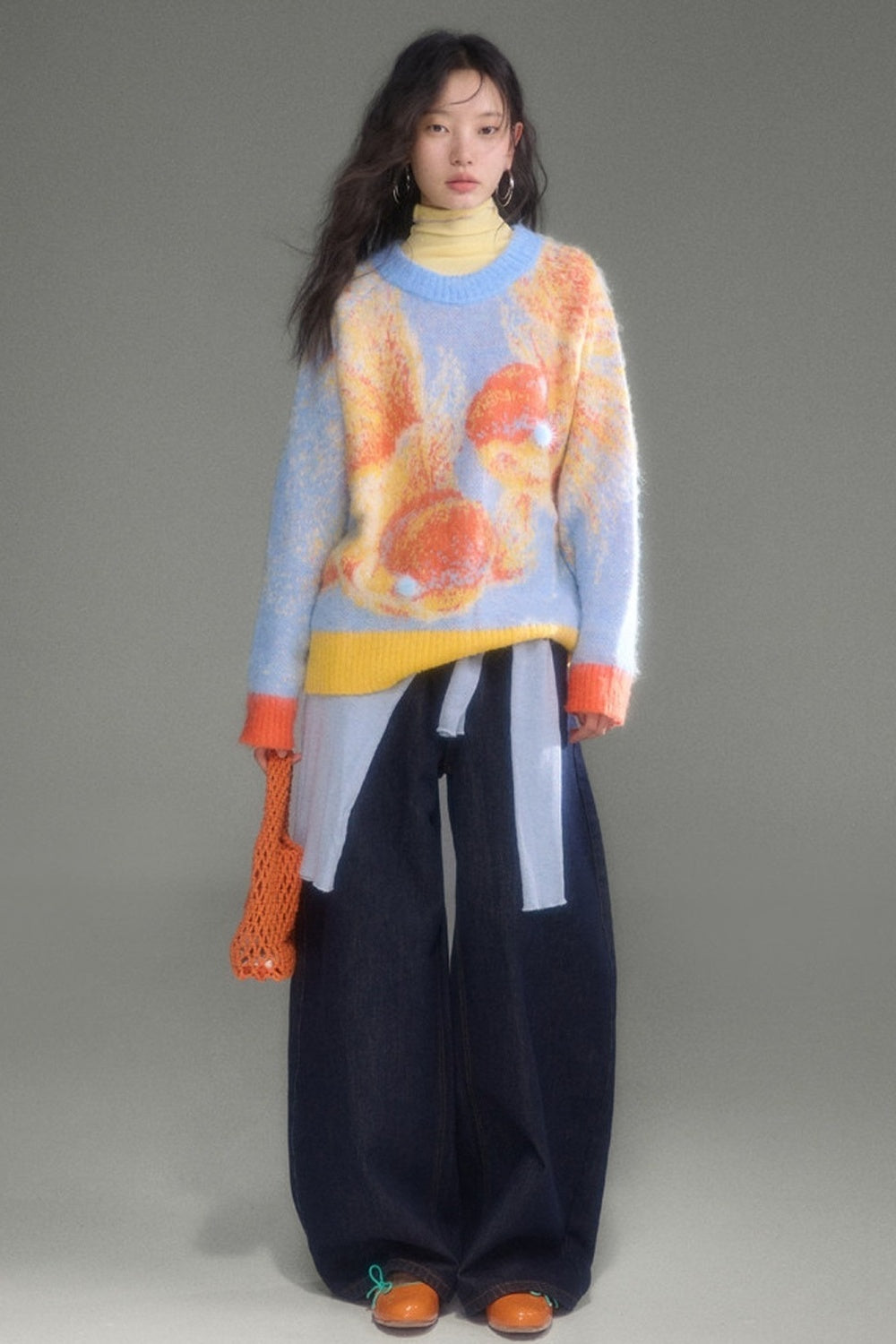 Wool Blend Color-Block Knit Top