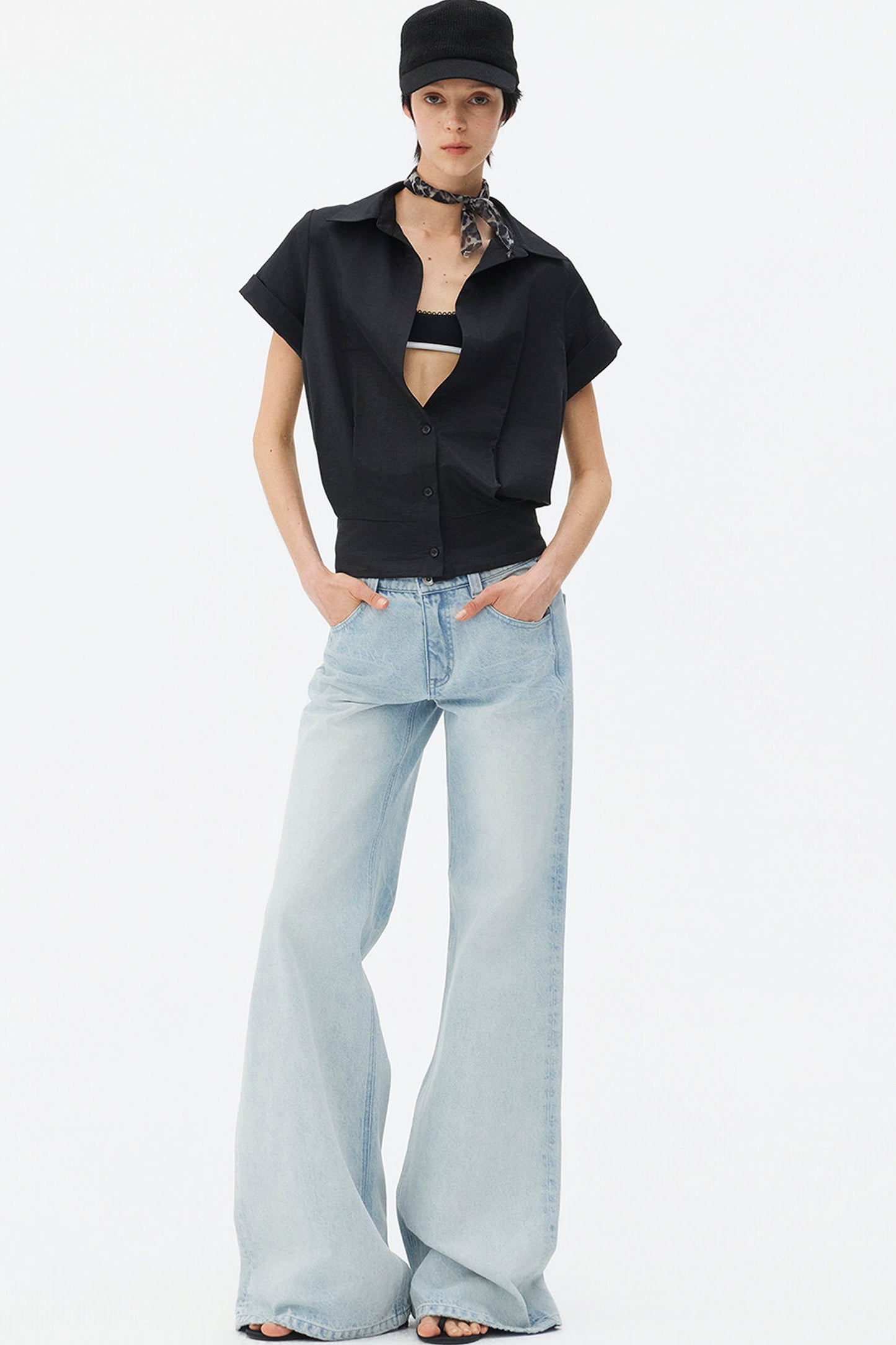 Satin-Like Lyocell Short-Sleeve Shirt