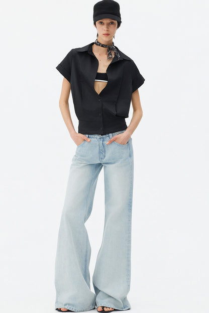 Satin-Like Lyocell Short-Sleeve Shirt