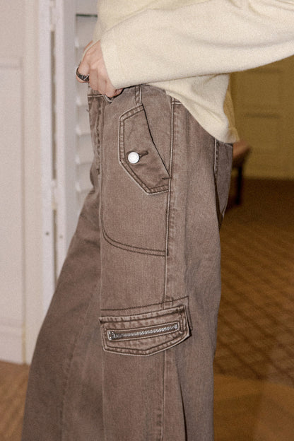 Bamboo Cotton Flared Workwear Pants