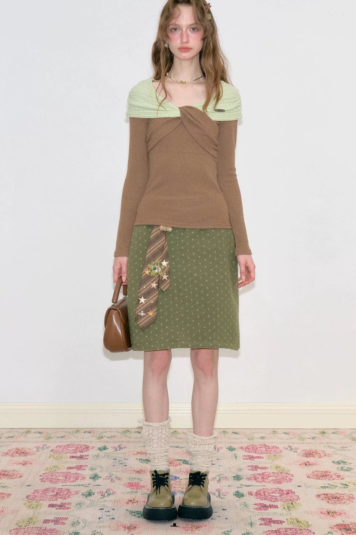 Green Polka Dot Bodycon Skirt