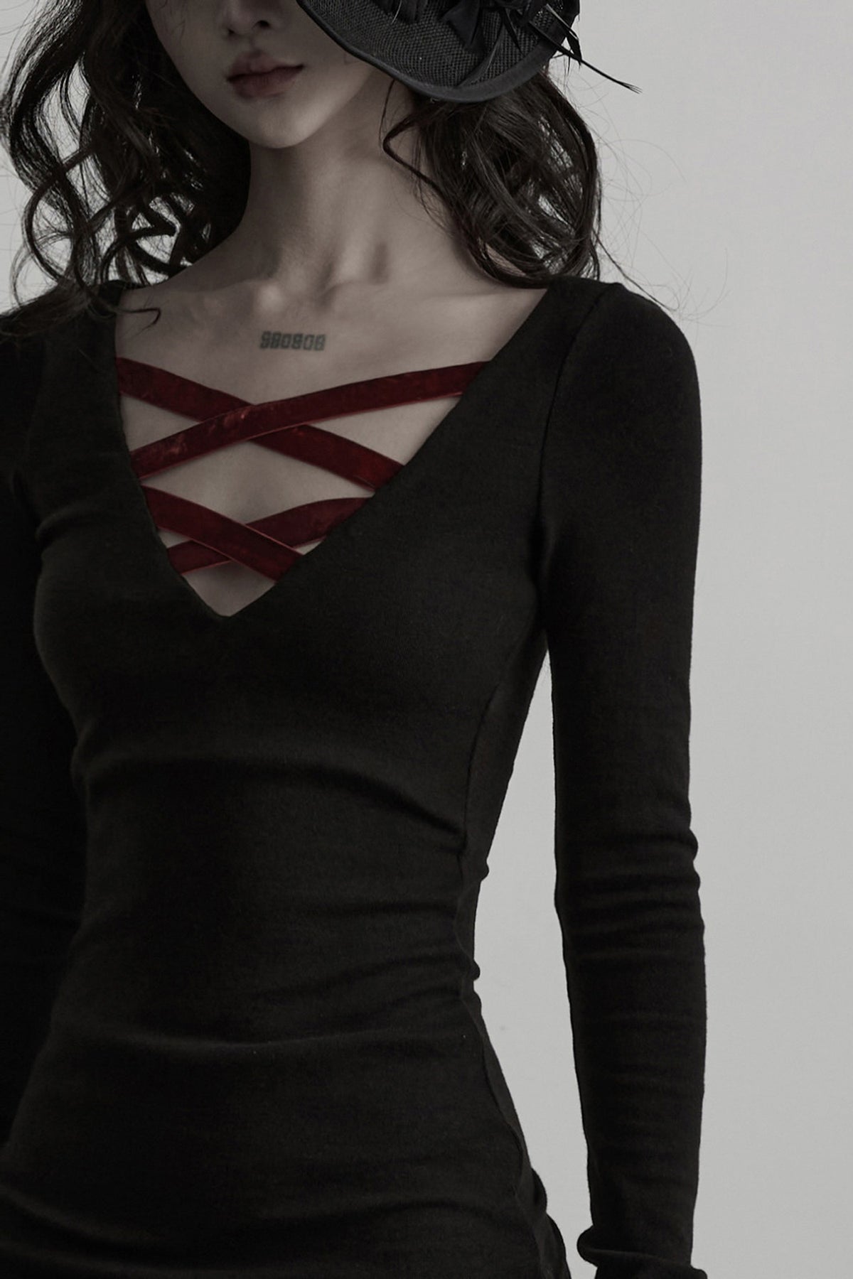 Red Velvet Cross-Tie Long Sleeve T-Shirt