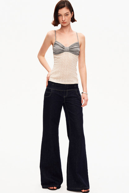 Linen Tencel Color-Blocked Twist Camisole