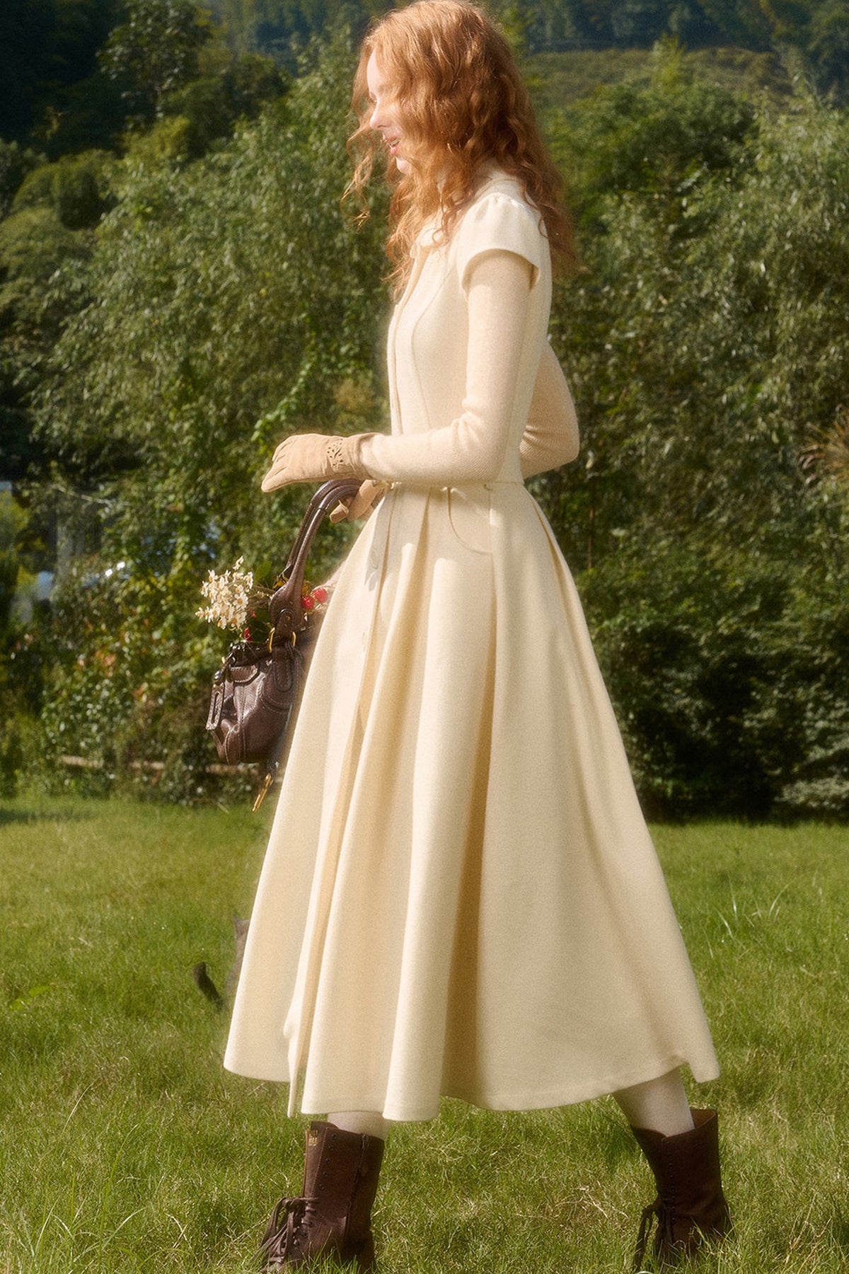 Retro-Wollkleid mit Bubikragen