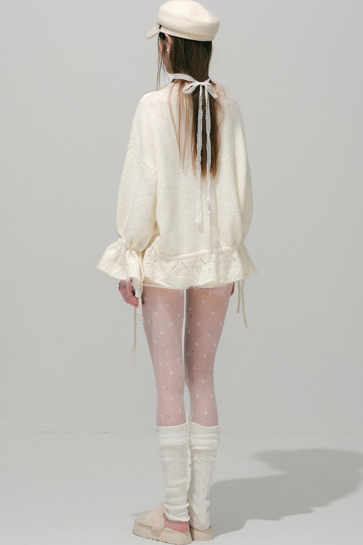 Loose Crochet V-Neck Cardigan